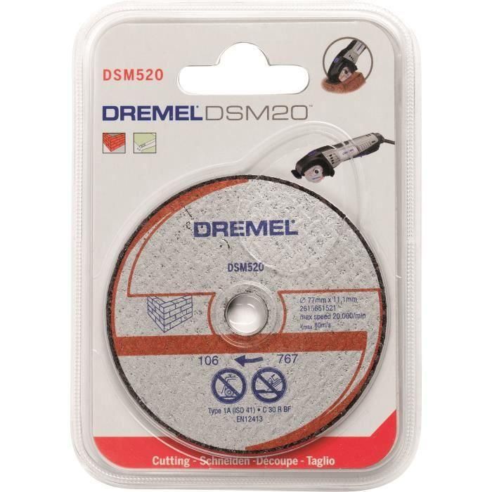 Dremel DSM20 Kit de 2 Discos de Sierra y Corte Compactos Abrasivos Reforzados para Mampostería y Piedra (Modelo DSM520) 1