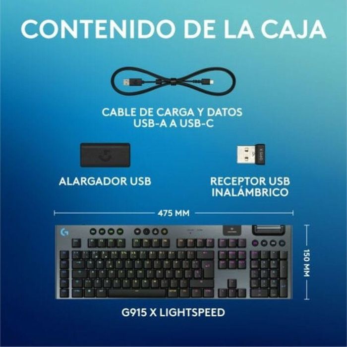 Logitech Teclado G G915 X Inalambrico Mecanico GL Tactile LIGHTSPEED RGB 1