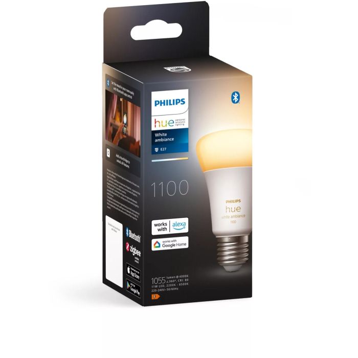Philips Hue Bombilla LED Conectada E27 White Ambiance 9.5W (Eq. 75W) Compatible con Bluetooth 2 Philips Hue Bombilla LED Conectada E27 White Ambiance 9.5W (Eq. 75W) Compatible con Bluetooth 2
