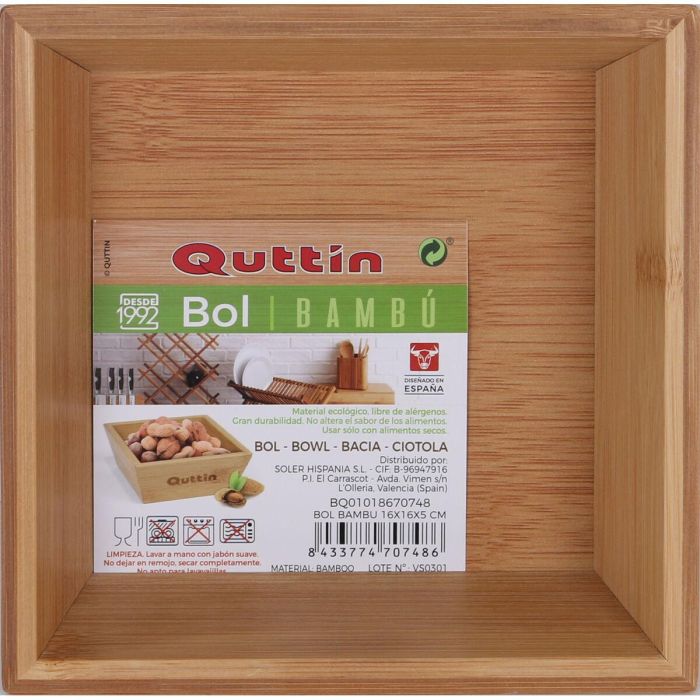 Bol para Aperitivos Quttin Bambú 16 x 16 x 5 cm (12 Unidades) 5 Bol para Aperitivos Quttin Bambú 16 x 16 x 5 cm (12 Unidades) 5