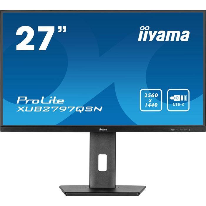 iiyama XUB2797QSN-B2 Monitor 27" QHD (2560x1440) IPS 1ms 100Hz con USB-C, HDMI, DP, Altavoces y Pivot, Negro