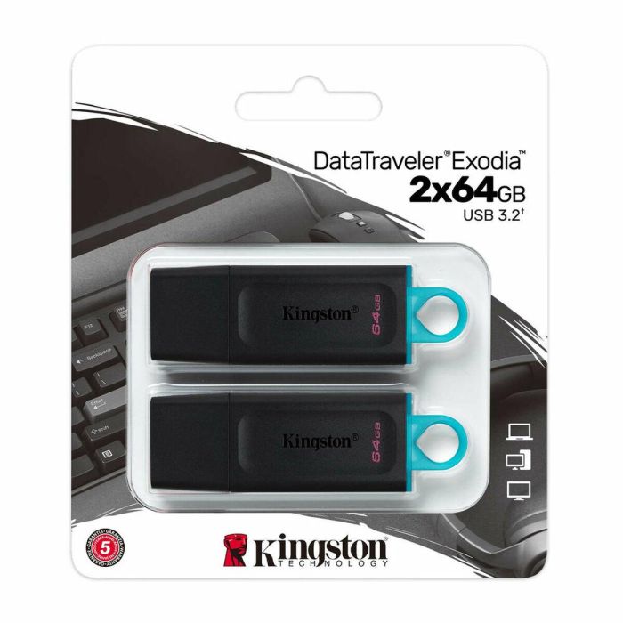 Memoria USB Kingston DataTraveler Exodia Verde 64 GB 2 pcs 1 Memoria USB Kingston DataTraveler Exodia Verde 64 GB 2 pcs 1