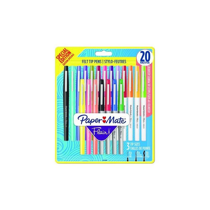 Rotulador Fibra Paper Mate Flair Orig. Pack Grande Blister De 20 (8X Flair M + 8X Flair Bold + 4X Flair Uf)