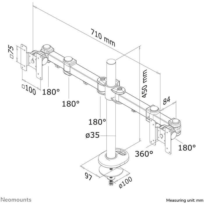Soporte de Mesa para Pantalla Neomounts Negro 27" 5
