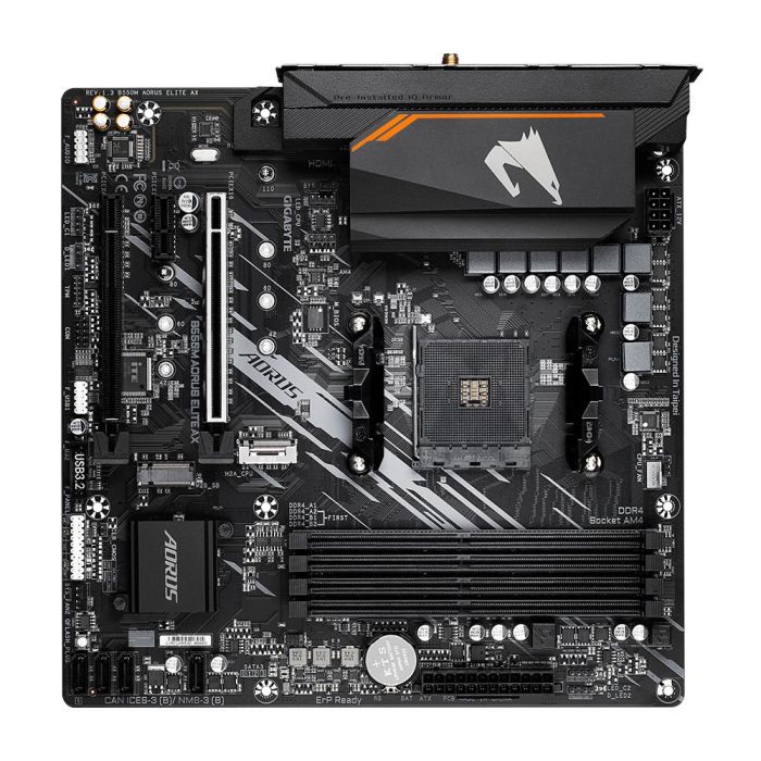 GIGABYTE B550M AORUS ELITE AX Placa base AMD B550 Zócalo AM4 Micro ATX para Ryzen 5000, Wi-Fi 6E, PCIe 4.0, DDR4 4733MHz 3