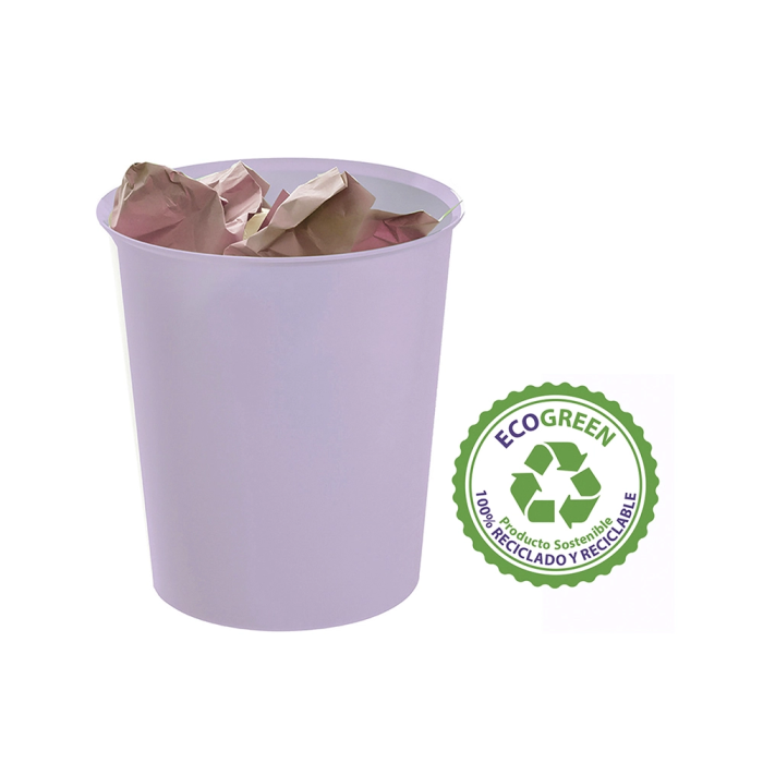 Archivo 2000 Papelera Ecogreen 18 Litros Malva Pastel 240x310 mm Material Resistente 1