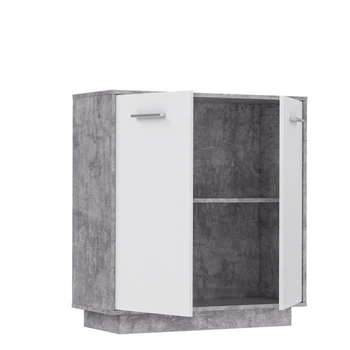 Unidad de almacenamiento PILVI con 2 puertas - Hormigón blanco y gris claro - An. 82,9 x An. 34,2 x Al. 88,1 cm 3 Unidad de almacenamiento PILVI con 2 puertas - Hormigón blanco y gris claro - An. 82,9 x An. 34,2 x Al. 88,1 cm 3