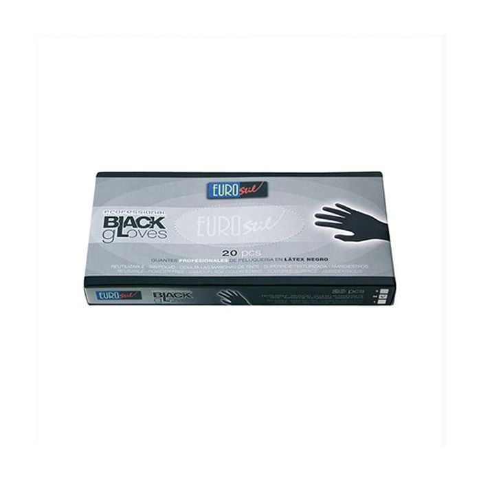 EuroStil Guantes de Látex Negro Medium/M - 20 unidades