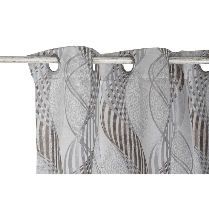 DKD Home Decor Cortina Tradicional Gris Poliester 270 x 140 cm (2 Unidades) 2