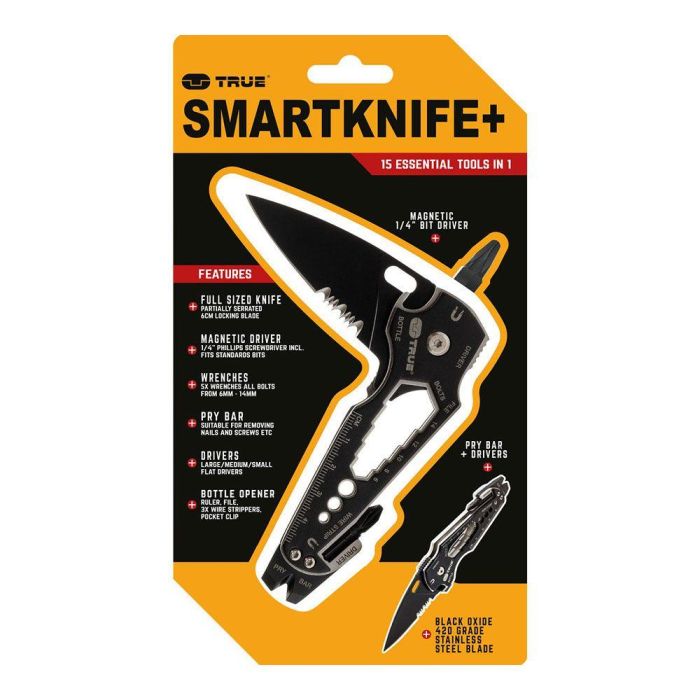 True Navaja Multiusos Smartknife TU6869 15 en 1 con 3 Destornilladores, Lima, Pelacables, Abrebotellas y Más 2