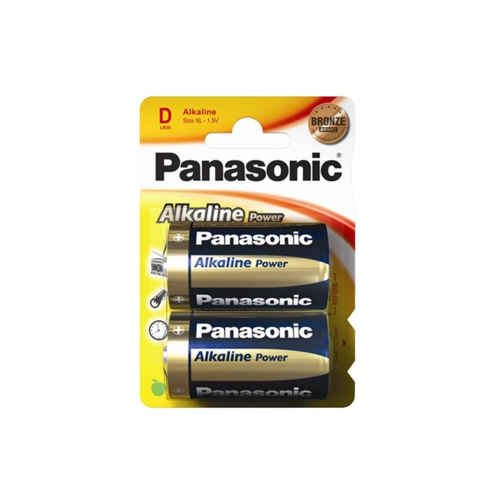 Panasonic Pila Alcalina LR20 D 1,5V Blister 2 uds Ø34,2 x 61,5 mm