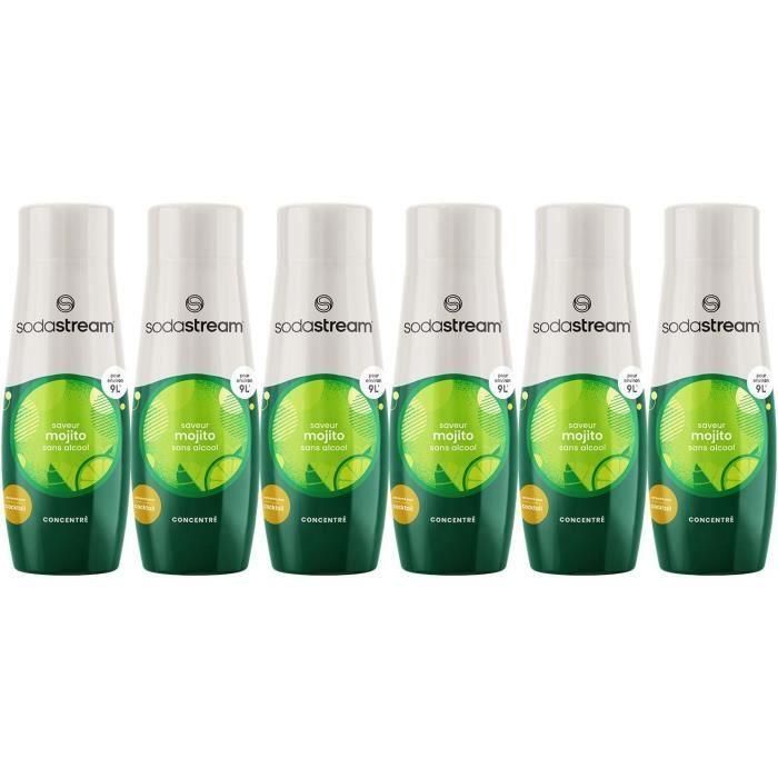 Concentrados SODASTREAM - Pack de 6 Concentrados de Mojito Sin Alcohol - Hasta 54L de Bebidas - 440 ml Concentrados SODASTREAM - Pack de 6 Concentrados de Mojito Sin Alcohol - Hasta 54L de Bebidas - 440 ml