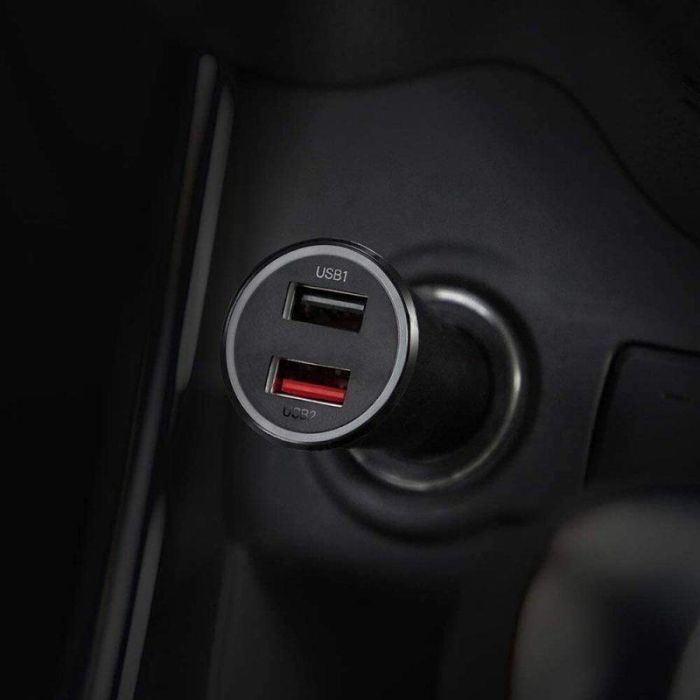 Xiaomi GDS4147GL Cargador de Coche Mi 2xUSB 37W MAX Carga Rápida Dual Port LED Negro 12V-24V 2