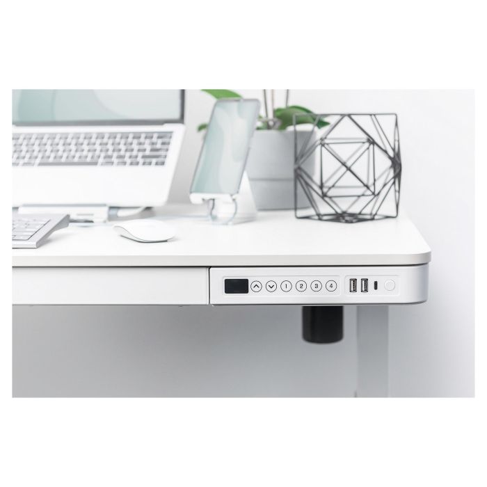 Digitus DA-90424 Escritorio Eléctrico Altura Regulable con Cajón y Carga USB 120x60cm Blanco