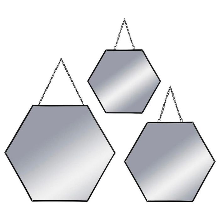 Atmosphera Set 3 espejos negros hexagonales de metal y vidrio - 19,8x17,5cm, 25x22,5cm, 29,5x26cm Atmosphera Set 3 espejos negros hexagonales de metal y vidrio - 19,8x17,5cm, 25x22,5cm, 29,5x26cm