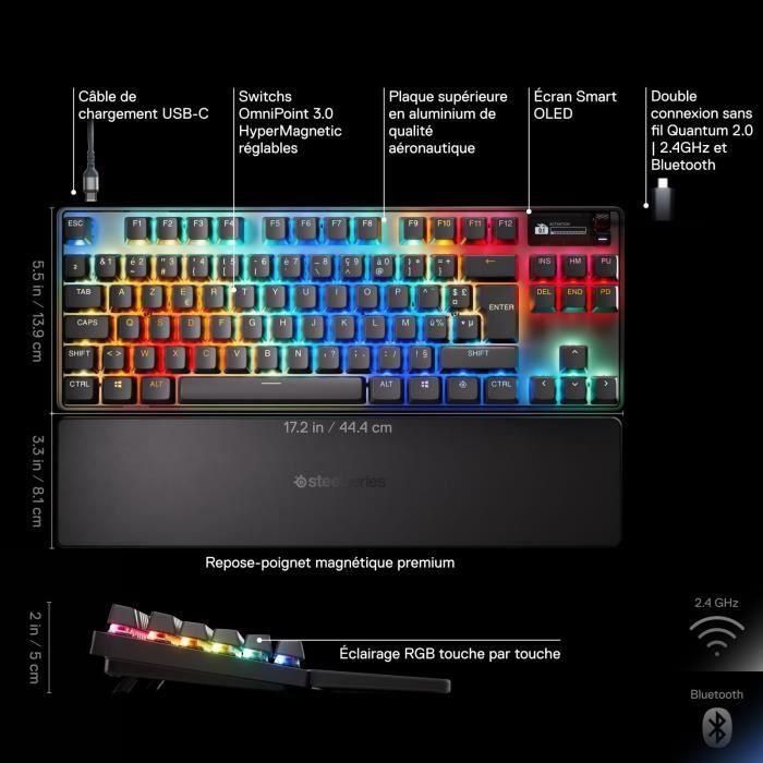 Teclado mecánico inalámbrico para juegos - STEELSERIES - APEX PRO TKL GEN 3 - Negro 5 Teclado mecánico inalámbrico para juegos - STEELSERIES - APEX PRO TKL GEN 3 - Negro 5