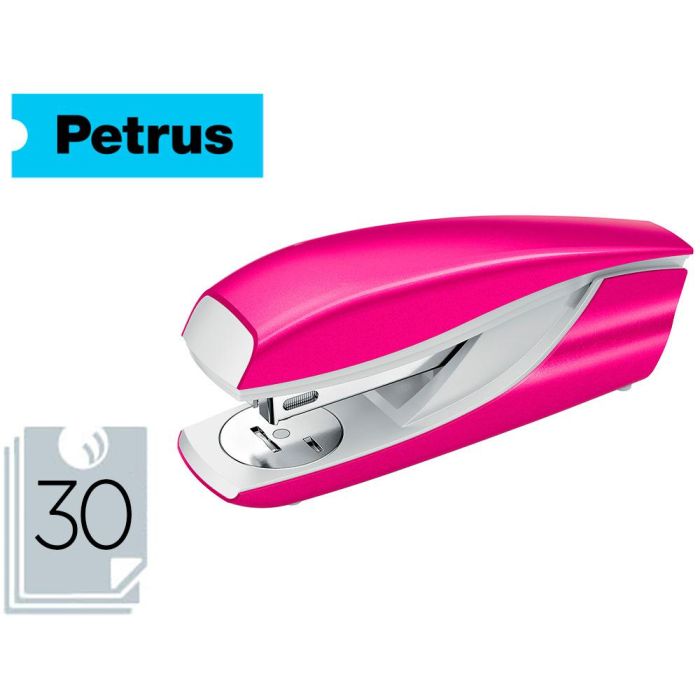 Grapadora Petrus Mod 635 Wow Fucsia Metalizada Capacidad 30 Hojas