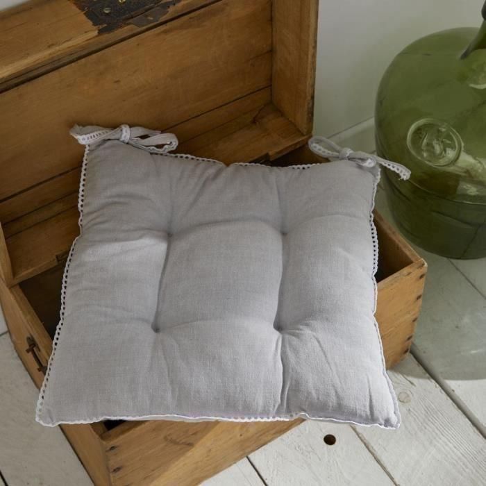 Asiento acolchado - HOY - CHARME - Chambray x Petite Broderie Constance - 40 x 40 cm 1 Asiento acolchado - HOY - CHARME - Chambray x Petite Broderie Constance - 40 x 40 cm 1