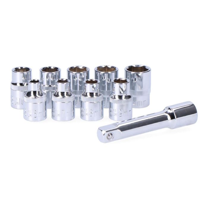 Koma Tools 12v-ca-k Carraca Eléctrica 12V 3/8" 300 RPM 45 Nm con Batería, Cargador y Vasos Hexagonales - Kit Completo 7