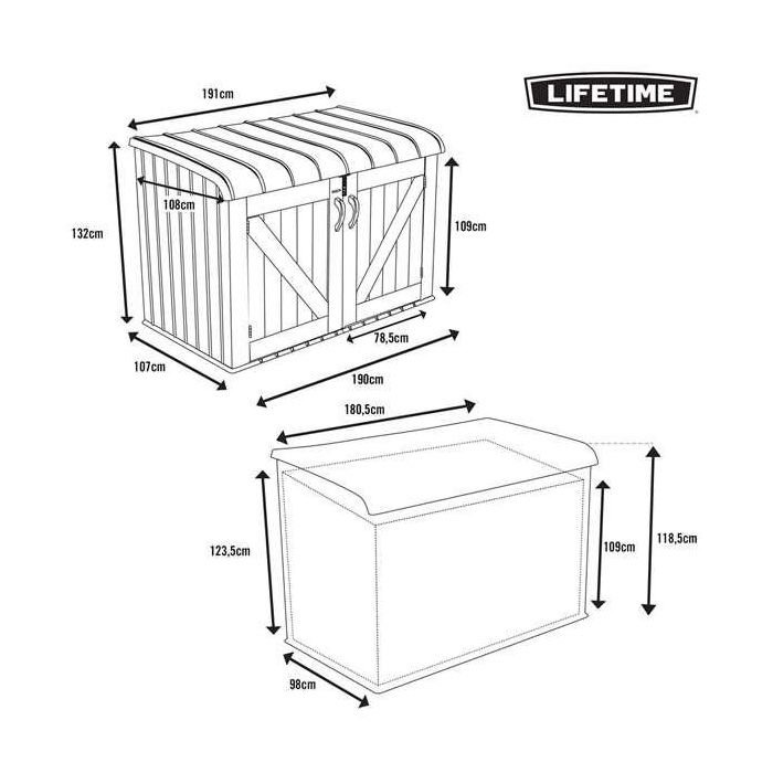 Armario exterior horizontal lifetime 190x106x131 cm 5