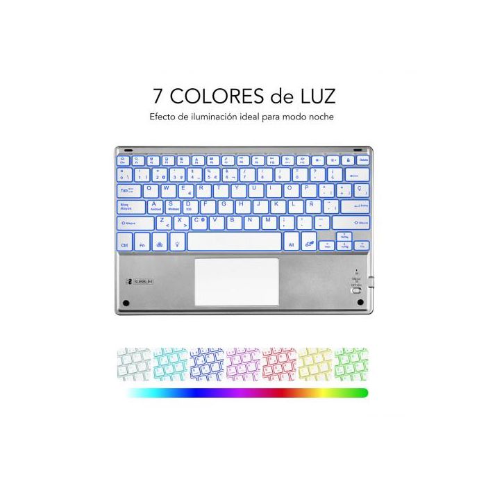 SUBBLIM Teclado Bluetooth Smart Backlit BT Keyboard Touchpad Silver 4