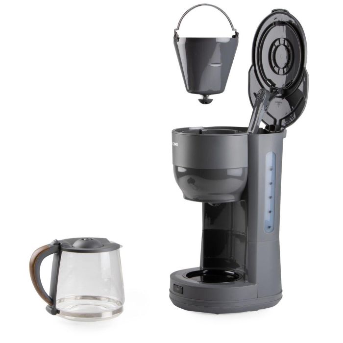 Domo DO754K Cafetera de filtro, 1.25 L, 10 tazas, Gris / Madera 5