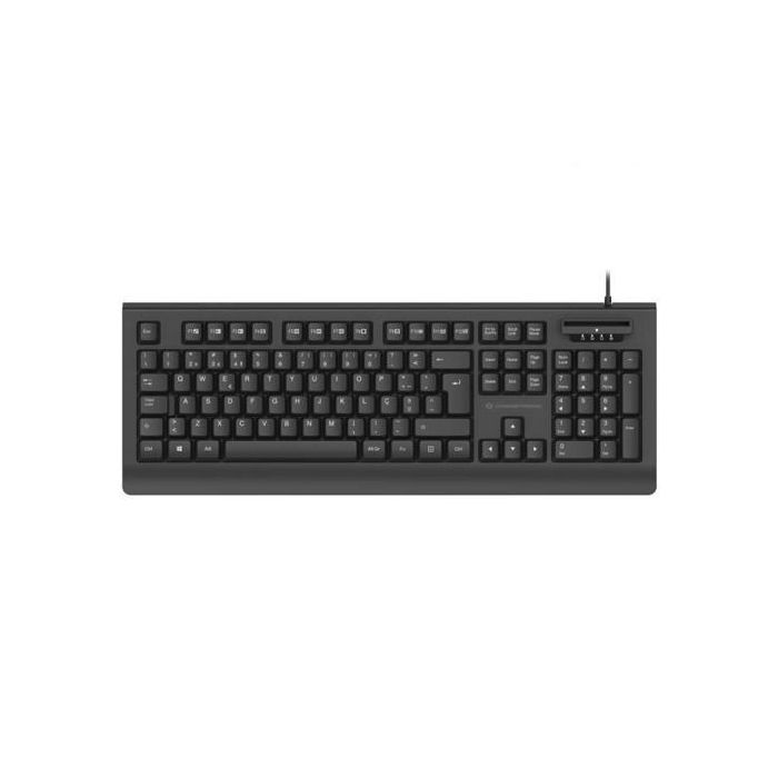 Conceptronic Teclado USB con Lector DNI para DNI 3.0 y Tarjeta Sanitaria, Compatible con Tarjetas ISO7816, Diseño Resistente a Derrames, Plug and Play