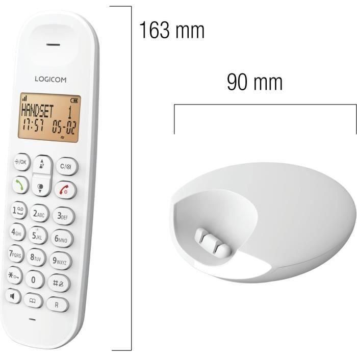 Teléfono fijo inalámbrico - LOGICOM - DECT ILOA 150 SOLO - Blanco - Sin contestador automático 1