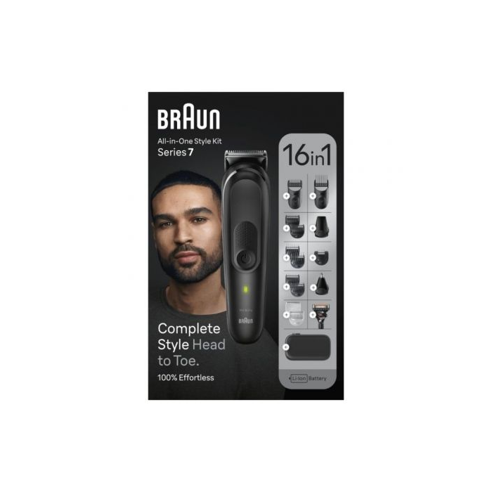Braun MGK7470 Recortadora Serie 7 para Hombre Inalámbrica 16 en 1 con 5 Accesorios y Batería de Iones de Litio, Color Negro 2