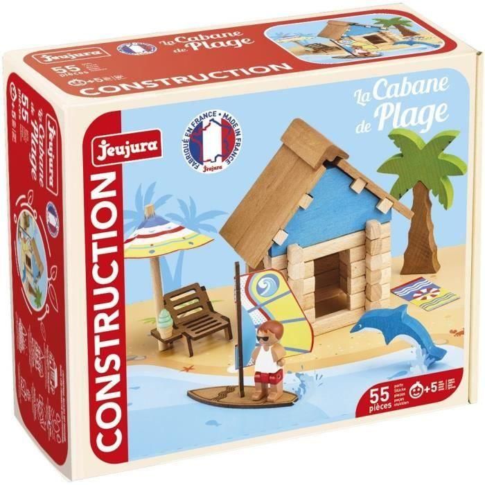 The Beach Hut 55 Piezas - JEUJURA - Juego de Construcción en Madera Natural, Colchoneta y Accesorios Incluidos, 22x18,5x8,5 cm The Beach Hut 55 Piezas - JEUJURA - Juego de Construcción en Madera Natural, Colchoneta y Accesorios Incluidos, 22x18,5x8,5 cm