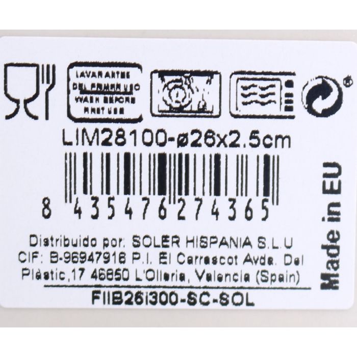 La Mediterranea Plato Llano Limoi 26 cm Iberica Brillo (6 Unidades) 1