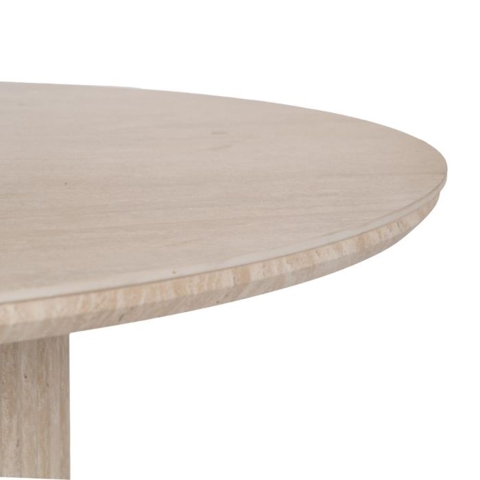Mesa Comedor Beige Piedra Mdf Decoración 90 X 90 X 76 cm