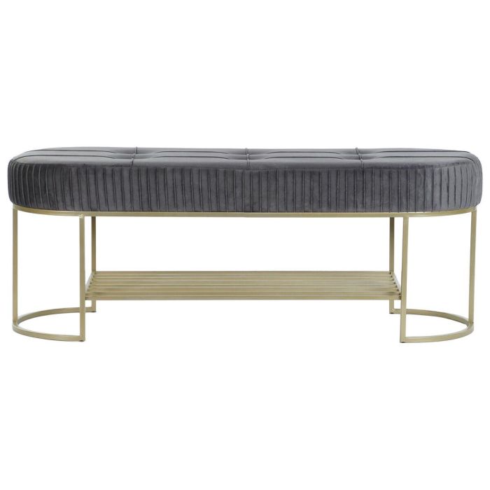 Banqueta DKD Home Decor Gris Dorado Metal 120 x 40 x 45 cm 3