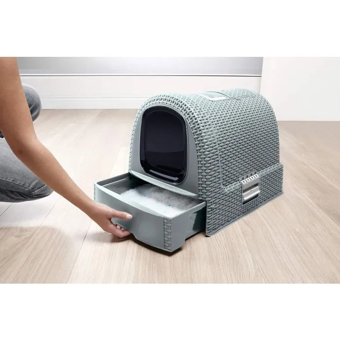 Curver Baño Extensible para Gatos Azul Gris con Pala y Almacenamiento 3