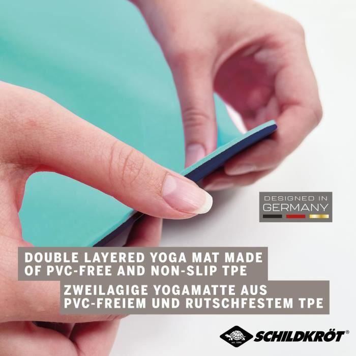 Schildkröt Fitness AUC4000885600674 Esterilla de Yoga Bicolor 180x61cm, sin PVC, Antideslizante, Azul Marino/Menta 3