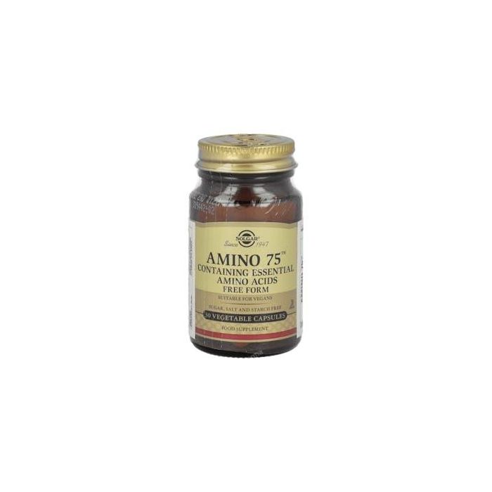 SOLGAR Amino 75 30 Cápsulas. Suplemento de aminoácidos esenciales para la absorción de calcio. Apto para veganos.