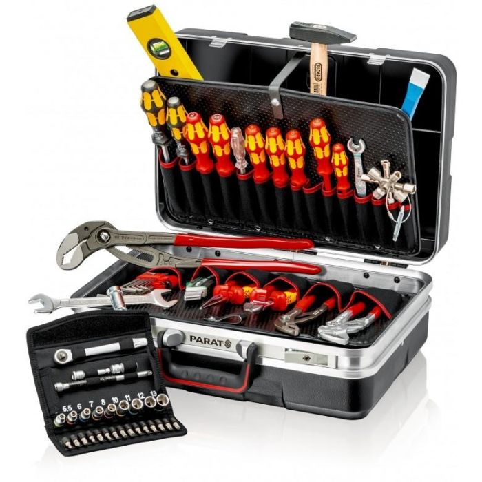 Knipex 00 21 21 HK S Werkzeugkoffer Vision27 Sanitr ABS Negro con 52 Herramientas, Llave, Cortador de Cable, Alicates, Martillo, Bloqueable