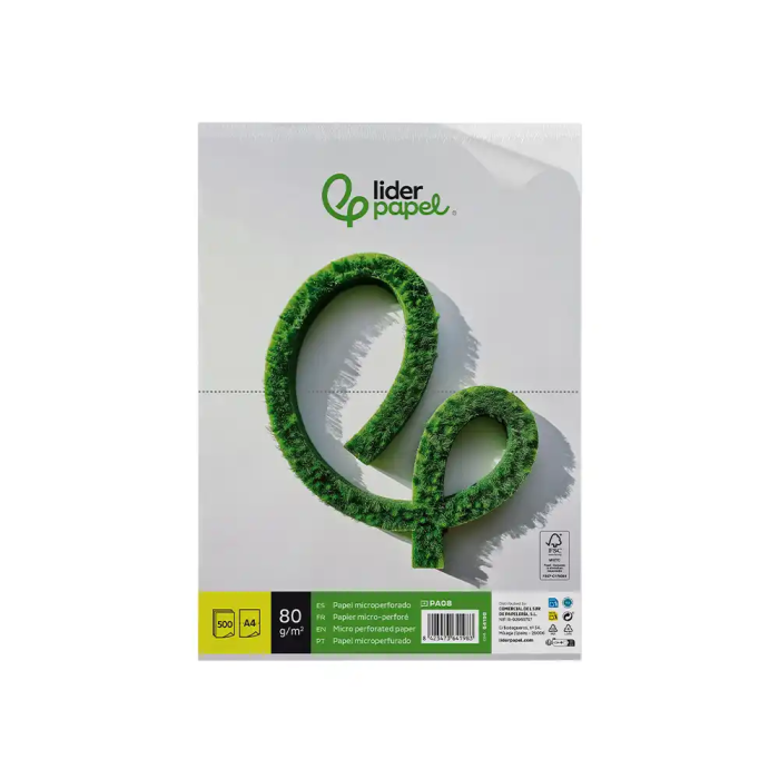 Liderpapel Papel A4 80g/m2 Liso Microperforado Paquete 500 Hojas 1