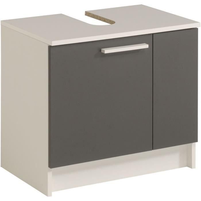 Mueble lavabo VERSA de 2 puertas - Gris sombra y blanco - L 59 x P 38 x 55 cm 2
