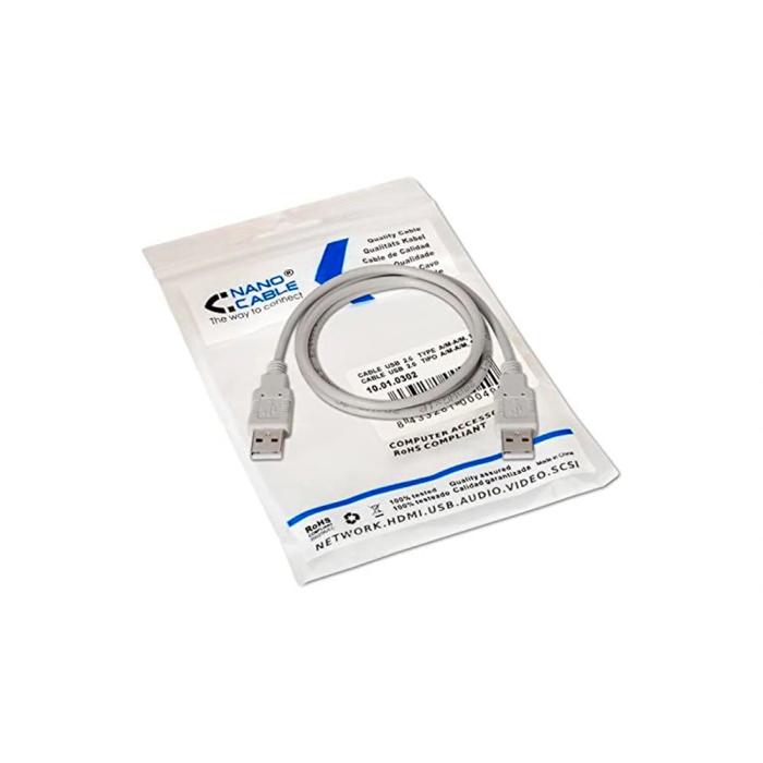 Nanocable Cable USB 2.0 Tipo A Macho a Macho Gris Longitud 1 m
