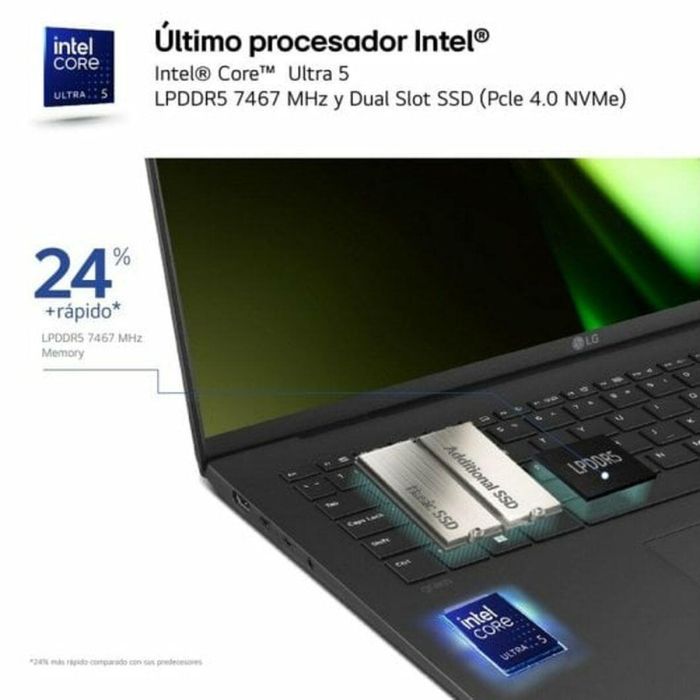 LG Gram 16ZD90S Intel Core Ultra 7 155H Portátil 40,6 cm (16") WQXGA 16 GB LPDDR5-SDRAM 512 GB SSD Wi-Fi 6E (802.11ax) Negro 3 LG Gram 16ZD90S Intel Core Ultra 7 155H Portátil 40,6 cm (16") WQXGA 16 GB LPDDR5-SDRAM 512 GB SSD Wi-Fi 6E (802.11ax) Negro 3