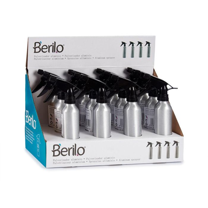 Berilo Botella Pulverizadora Aluminio Plata 300 ml 11.3x23.7x5.1 cm (Set de 24)