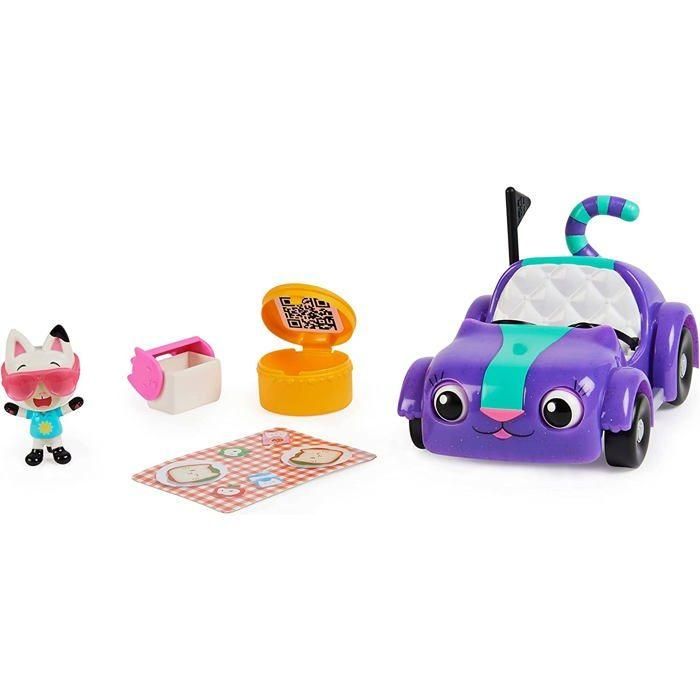 Spin Master 6062145 Casa de Muñecas de Gabby Coche Carlita con Pandy Paws y Accesorios, Vehículo Interactivo Mueve Cola Pestañea 1