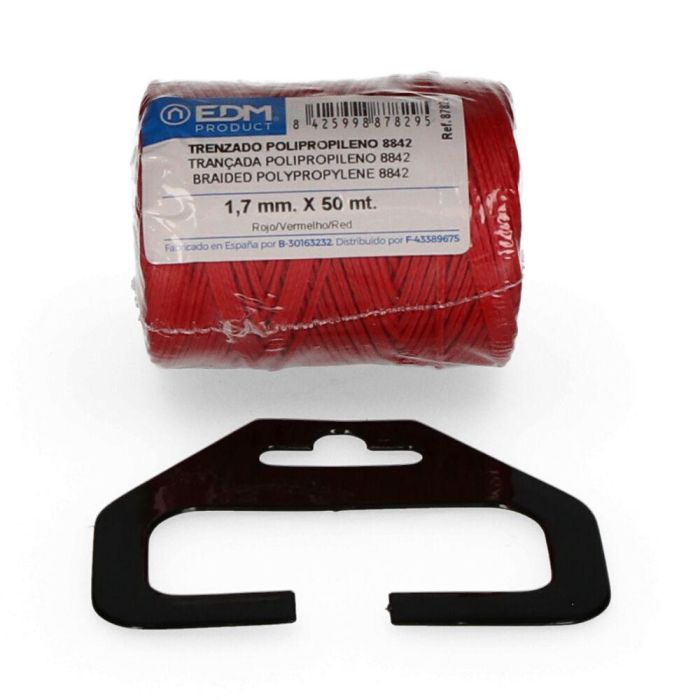 Edm Cordón trenzado polipropileno 8842 rojo, 1,7 mm x 50 m, para albañilería, agricultura y bricolaje 0 Edm Cordón trenzado polipropileno 8842 rojo, 1,7 mm x 50 m, para albañilería, agricultura y bricolaje 0