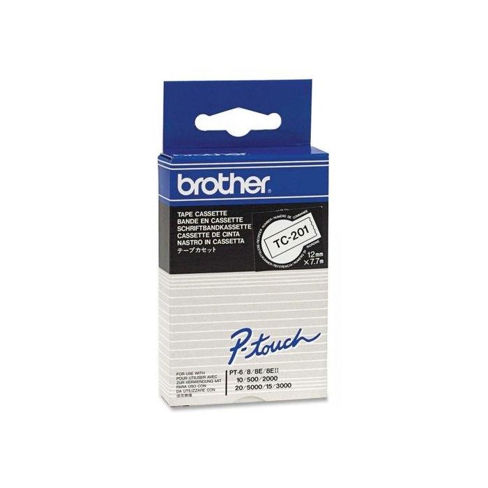 Brother Cinta Rotuladora Laminada Texto Negro sobre Fondo Blanco, 12 mm x 7.7 m