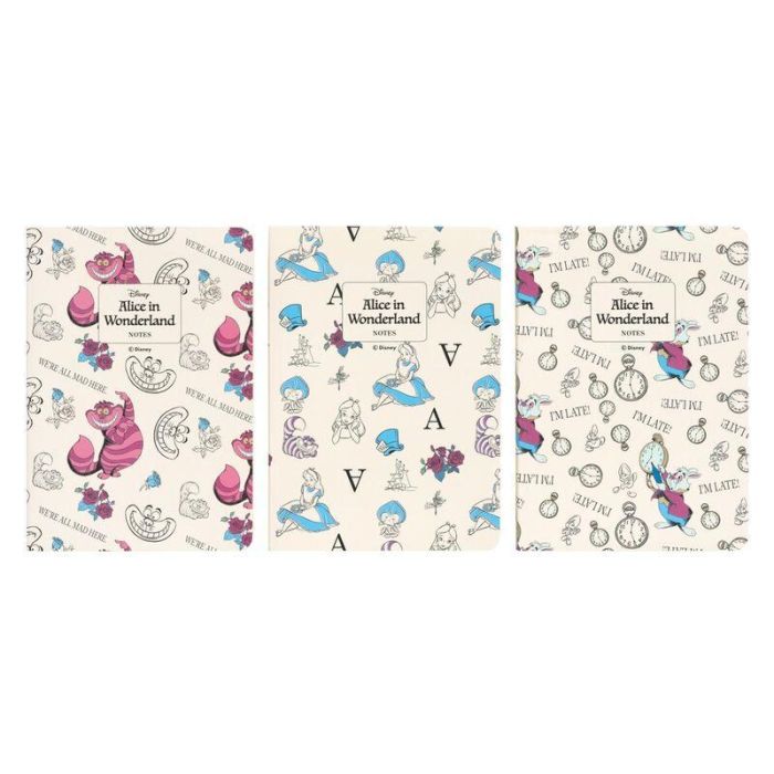 Set 3 cuadernos A6 Alicia en el Pais de las Maravillas Disney 1