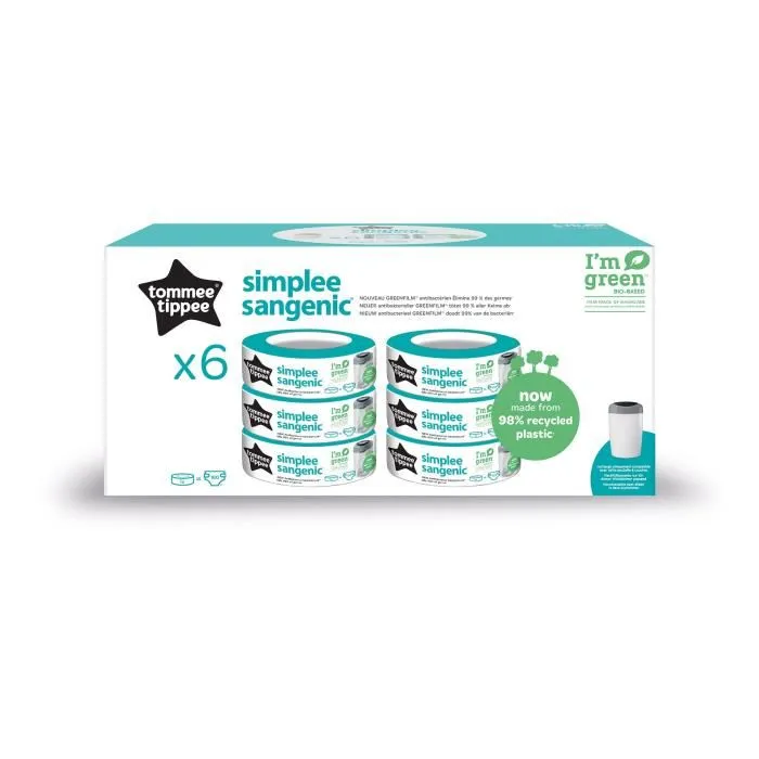 Tommee Tippee Sangenic Recambios Multipack x6 para Contenedores Sangenic SIMPLEE 0 Tommee Tippee Sangenic Recambios Multipack x6 para Contenedores Sangenic SIMPLEE 0