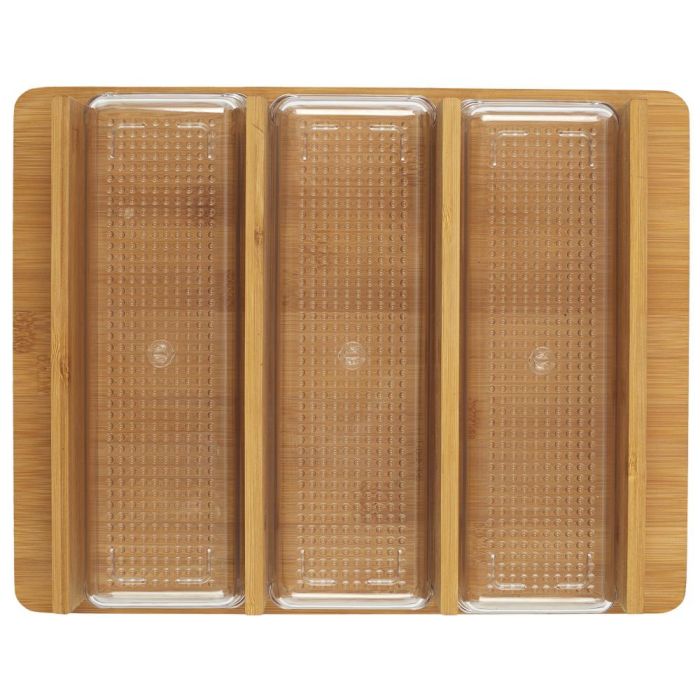 Cook Concept Tabla Cortar con 3 Cajones de Bambú y Plástico para Cocina Medidas 32x25 cm 6