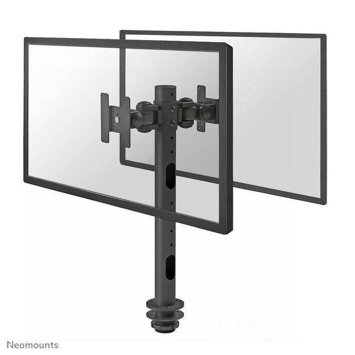 Neomounts FPMA-D050DBLACK Soporte de Mesa para 2 Monitores de 10-30" (76cm) hasta 10kg, VESA 100x100mm, Ajustable, Negro