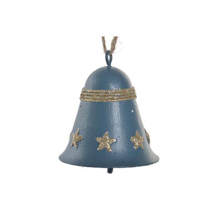 DKD Home Decor Campana Navidad Moderna Metal Azul 6.5x7.5x6.5 cm (12 Unidades) 1